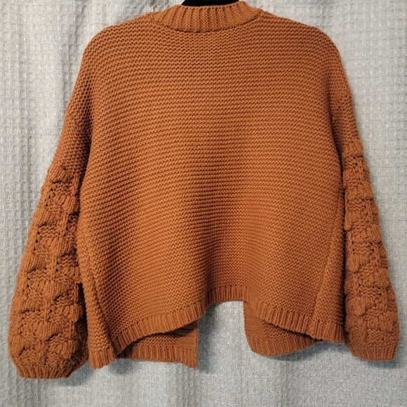 NWOT Francesca's Chunky Knit Sleeve Brown Cardigan Sweater Size M - Picture 2 of 6